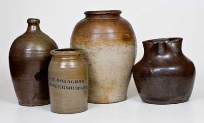 Lot of Four: Utilitarian Stoneware Vessels incl. Southern Examples and A. P. DONAGHHO
