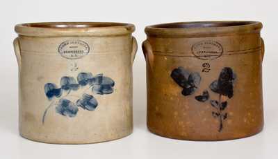 Lot of Two: BROWN BROTHERS / HUNTINGTON, L.I. Two-Gallon Stoneware Crocks