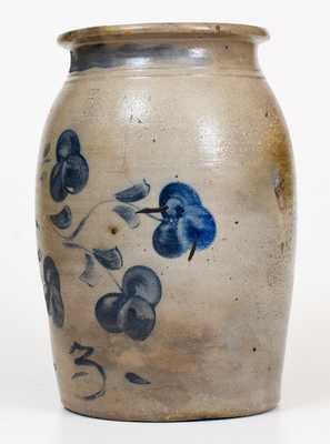 Rare Pruntytown, West Virginia, Stoneware Jar with Floral Decoration