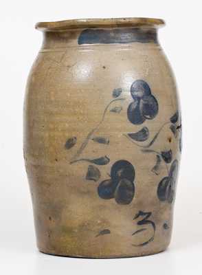 Rare Pruntytown, West Virginia, Stoneware Jar with Floral Decoration
