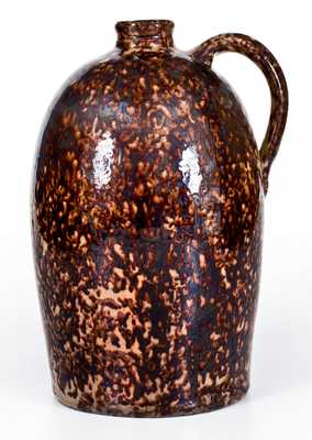 Outstanding JOHN BELL Redware Jug w/ Profuse Manganese Decoration, J. W. BELL / 1865