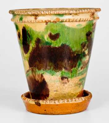 S. BELL & SON / STRASBURG, VA Multi-Glazed Redware Flowerpot