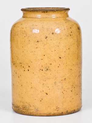 JOHN BELL, Waynesboro, PA Yellow-Glazed Redware Canning Jar