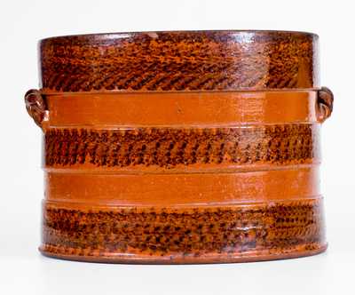 I. BELL Rope-Handled Redware Butter Crock, John Bell, Waynesboro, PA