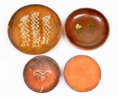 Lot of Four: Redware Plates (Some Unfinished), Singer, Haycock Twp, Bucks County, PA