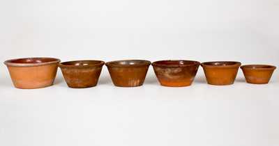 Lot of Six: Redware Bowls, Singer Pottery, Haycock Township, Bucks County, PA