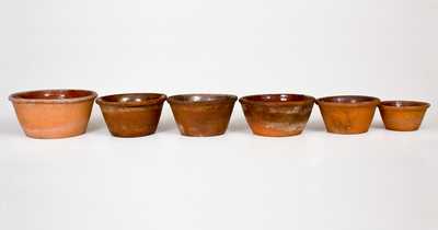 Lot of Six: Redware Bowls, Singer Pottery, Haycock Township, Bucks County, PA