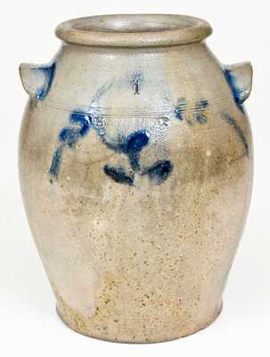 H. SMITH & Co. (Alexandria, VA) Stoneware Jar with Cobalt Floral Decoration