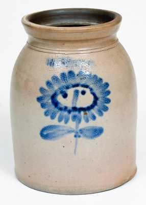 Rare T. G. DAUB / EASTON, PA Stoneware Jar with Floral/Face Decoration