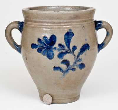 Exceptional Manhattan Vertical-Handled Stoneware Jar, probably Crolius Family, circa 1790