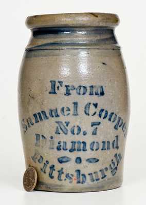 Scarce Small-Sized Samuel Cooper / No. 7 / Diamond / Pittsburgh Stoneware Canning Jar