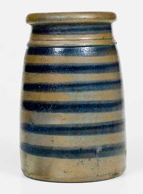 Scarce Western PA Stoneware Canning Jar w/ Seven-Striped Cobalt Decoration