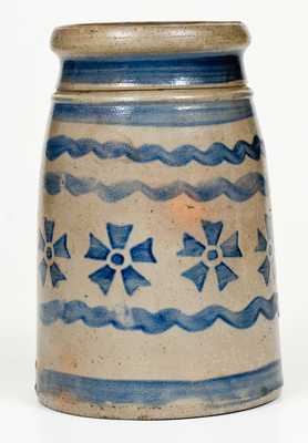 Rare Western PA Stoneware Canning Jar w/ Profuse Stenciled Pinwheel and Stripe Decoration