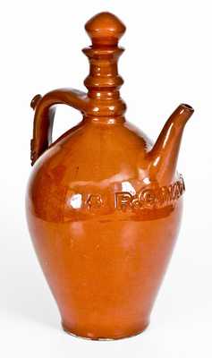 Rare Chicago Redware Ewer with Applied Name, 