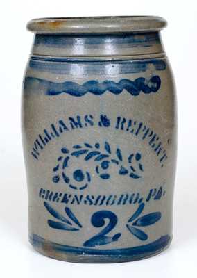 2 Gal. WILLIAMS & REPPERT / GREENSBORO, PA Stoneware Jar