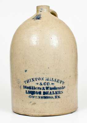 Unusual 4 Gal. Stoneware Jug with OWENSBORO, KY Stenciled Advertising