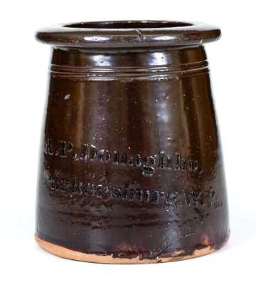 A. P. Donaghho / Parkersburg, WV Stoneware Canning Jar with Albany-Slip Glaze