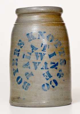 Fine BOYERS, KNOTTS & CO. / PALATINE, W. VA Stoneware Canning Jar