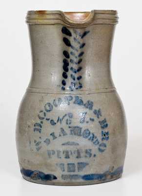 1 Gal. Western PA Stoneware Pitcher Stencilled W. D. COOPER & BRO., Pittsburgh, PA