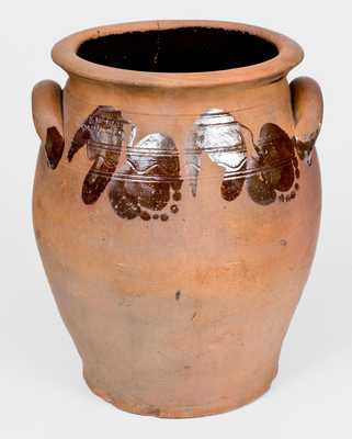 3 Gal. JOHN W. BELL / Waynesboro, PA Redware Jar with Manganese Decoration