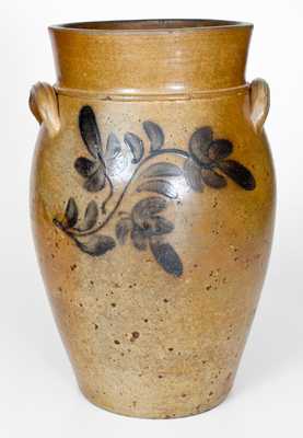 Fine 3 Gal. Rockingham County, VA Stoneware Jar with Floral Decoration, att. Coffman Family