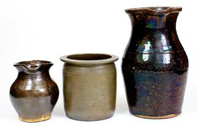 Lot of Three: North Carolina Stoneware incl. Chatham Co. Canning Jar, Buncombe Co. Pitchers