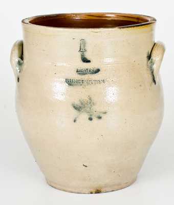 Very Rare 1 Gal. LEWIS / HUNTINGTON Stoneware Jar with Asterisk Decoration