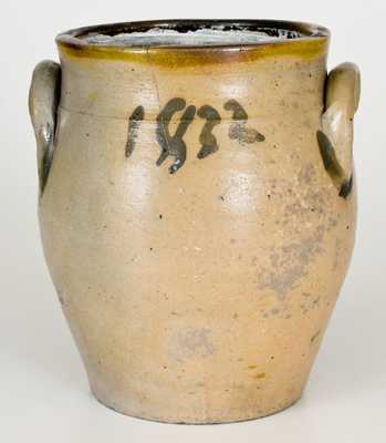 Rare 1 Gal. EATON & STOUT (South River, NJ) Stoneware Jar Dated 1832