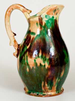 Fine Multi-Glazed Redware Wash Pitcher, Strasburg, VA, circa 1890