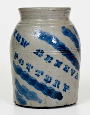 NEW GENEVA POTTERY Stoneware Canning Jar w/ Bold Brushed Striped Decoration