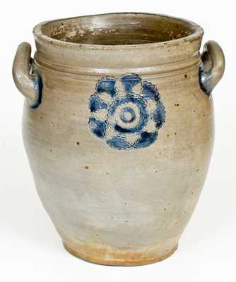 Very Fine attrib. C. Crolius, Manhattan, Stoneware Jar w/ Impressed Decoration, c1810