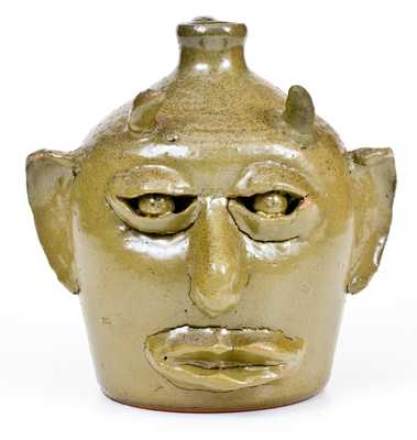 Extremely Rare Early Lanier Meaders Stoneware Devil Face Jug
