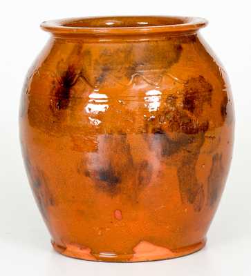 Rare York County, PA Signed Redware Jar, Jacob Rintlaub / 1848