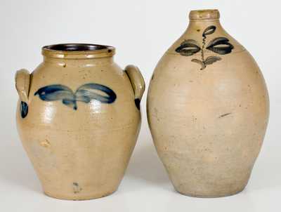 Lot of Two: Decorated Stoneware Jug and Jar att. New Jersey