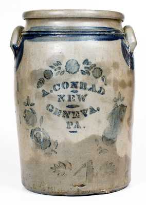4 Gal. A. CONRAD / NEW GENEVA, PA Stoneware Jar with Stenciled Decoration