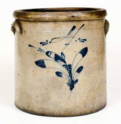 4 Gal. Ohio Stoneware Jar with Slip-Trailed Floral Decoration