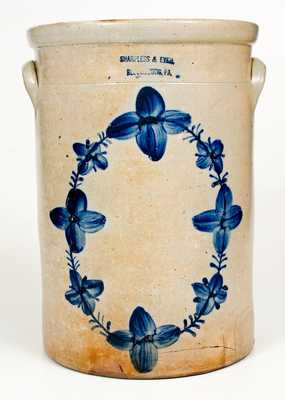 Very Rare SHARPLESS & EYER / BLOOMSBURG, PA Stoneware Jar w/ Floral Wreath Decoration