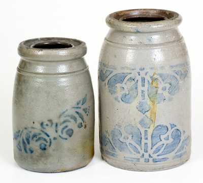 Lot of Two: Western PA Stoneware Jars with Stenciled Decorations