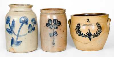 Lot of Three: Decorated Stoneware Jars