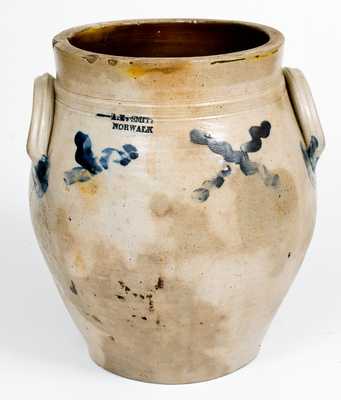 Rare 2 Gal. A. E. SMITH / NORWALK Stoneware Jar with X Decoration