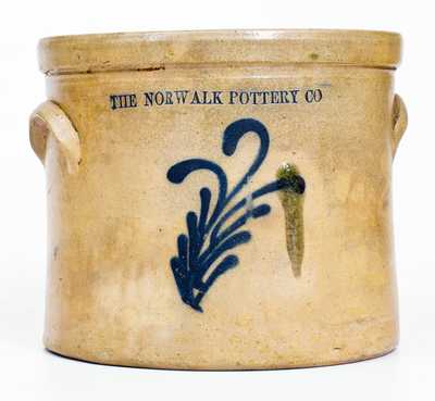 Rare THE NORWALK POTTERY CO. Stoneware Crock with Slip-Trailed Decoration