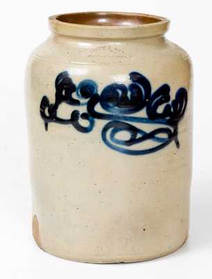 SMITH & DAY / NORWALK, CONN. Stoneware Jar with Bold Cobalt Decoration