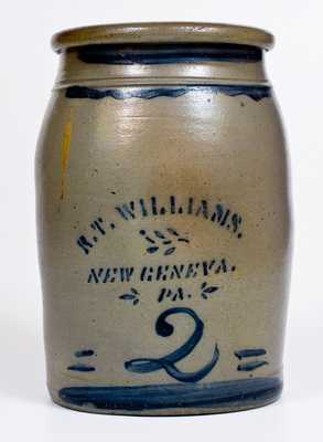 2 Gal. R. T. WILLIAMS / NEW GENEVA, PA Stoneware Jar