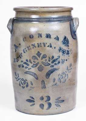 3 Gal. A. CONRAD / NEW GENEVA, PA Stoneware Jar with Stenciled Decoration