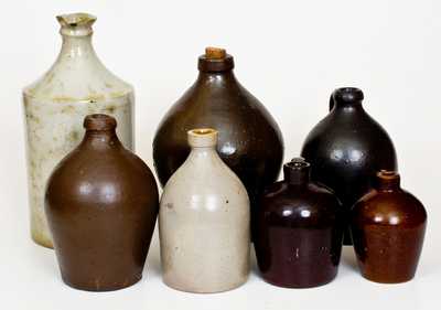 Lot of Seven: Stoneware Jugs incl. ROYCROFT and R. C. P. CO. Examples