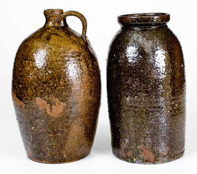 Lot of Two: Alkaline-Glazed Stoneware Vessels incl. Georgia Jug