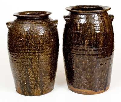 Lot of Two: Catawba Valley, NC Alkaline-Glazed Stoneware Jars