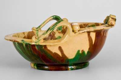 Shenandoah Valley Multi-Glazed Redware Pitcher and Bowl Set, att. J. Eberly, Strasburg