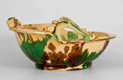 Shenandoah Valley Multi-Glazed Redware Pitcher and Bowl Set, att. J. Eberly, Strasburg