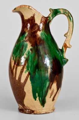 Shenandoah Valley Multi-Glazed Redware Pitcher and Bowl Set, att. J. Eberly, Strasburg